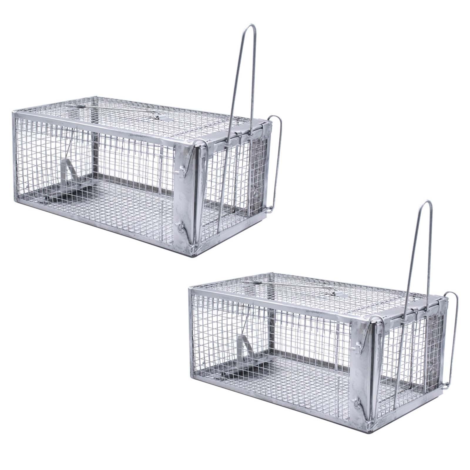 (Clearance) pdqouc 2-Pack Humane Rat Trap Cage, Live Mouse Rat Cage Traps Catch and Release for Indoor Outdoor, Small Animals Traps, Easy to use, 11*5.5*4.3 Inch